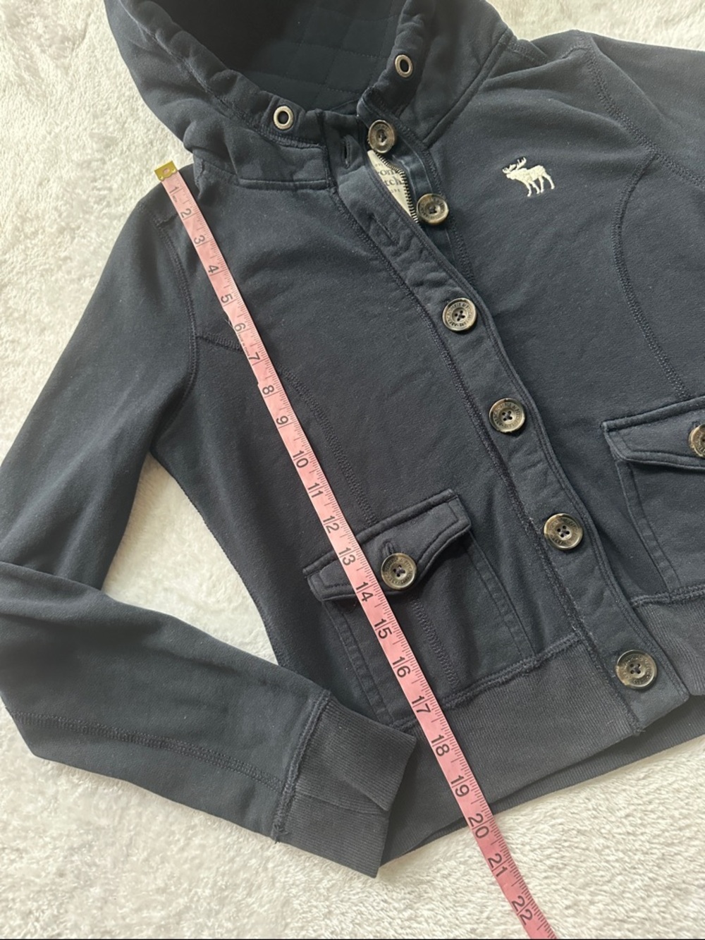 Abercrombie & Fitch M Hooded Button Up Bomber Jacket Sweatshirt Y2K Bella Swan - Picture 8 of 10